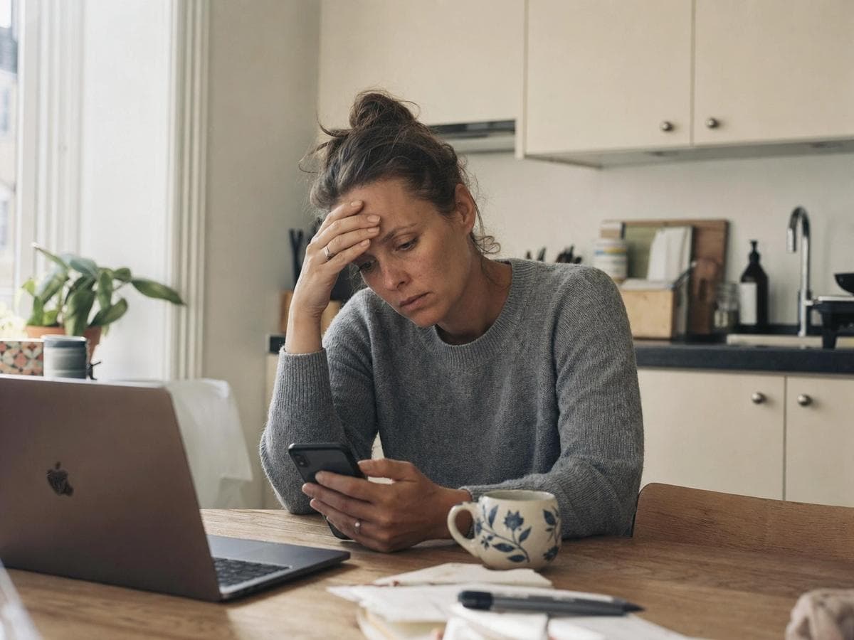 A stressed property owner looking at their phone
