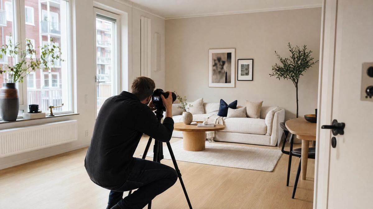 Professional photographer shooting a flat